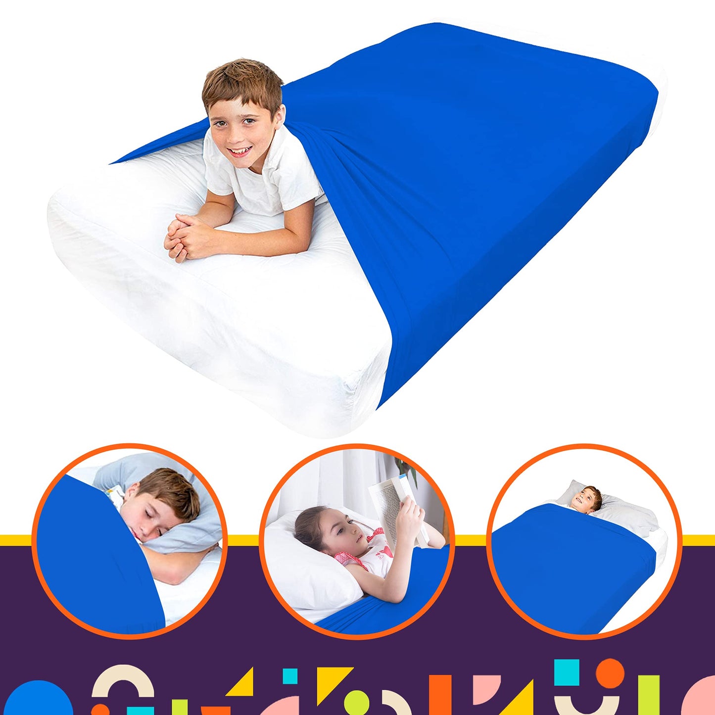 Special Supplies Sensory Bed Sheet for Kids Compression Alternative to Weighted Blankets - Breathable, Stretchy - Cool, Comfortable Sleeping Bedding -Blue (Twin)