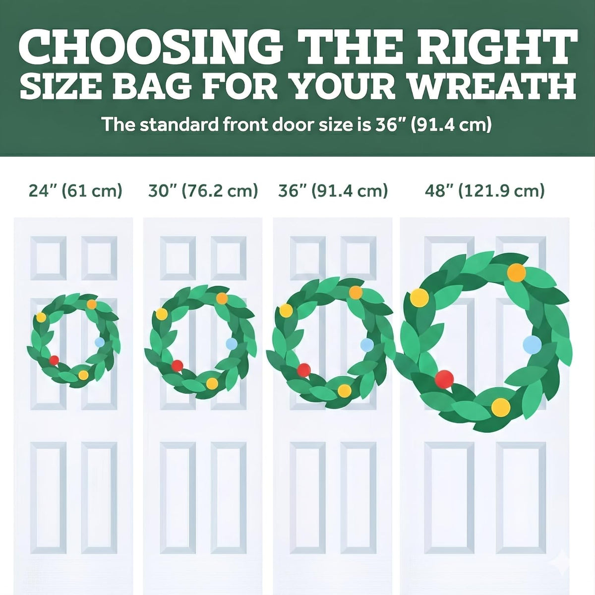 ZOBER 24-Inch Oxford Christmas Wreath Storage Container - Waterproof Dual Zipper Bag with Durable Handles - Black