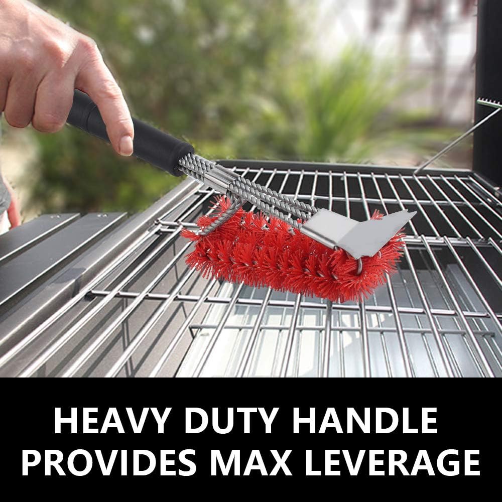 XSUPER Nylon Grill Brush - 3-in-1 Barbecue Cleaning Tool with Scraper | 18" Universal Fit BBQ Accessory