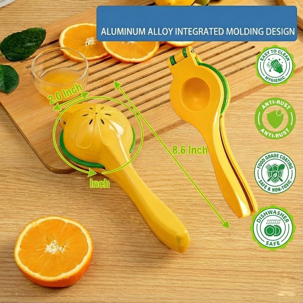 Metal 2-in-1 Lemon Squeezer - Heavy-Duty Manual Citrus Juicer & Zester for Lemons, Limes, Oranges - Easy to Clean Kitchen Gadget