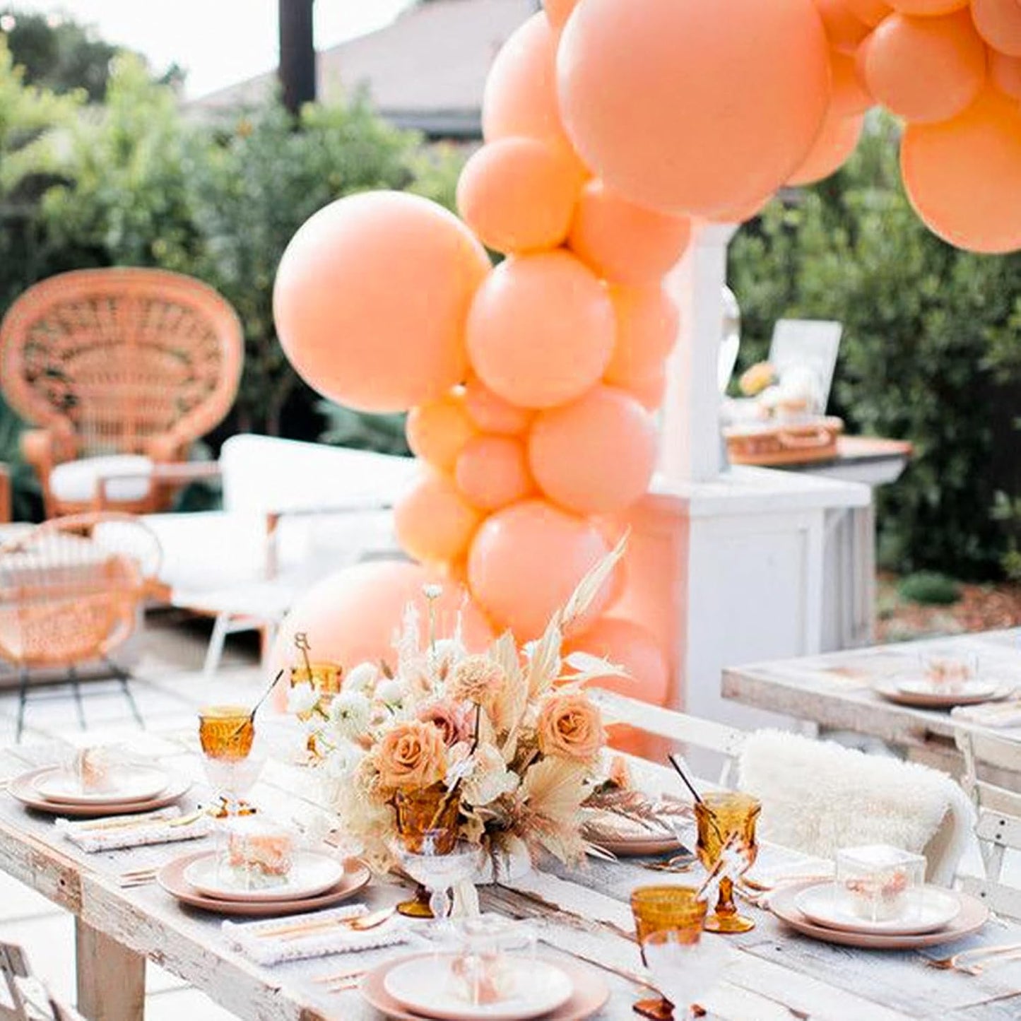 PartyWoo Peach Balloons - 50pcs 12 Inch Light Orange Latex Helium Balloons for Celebrations