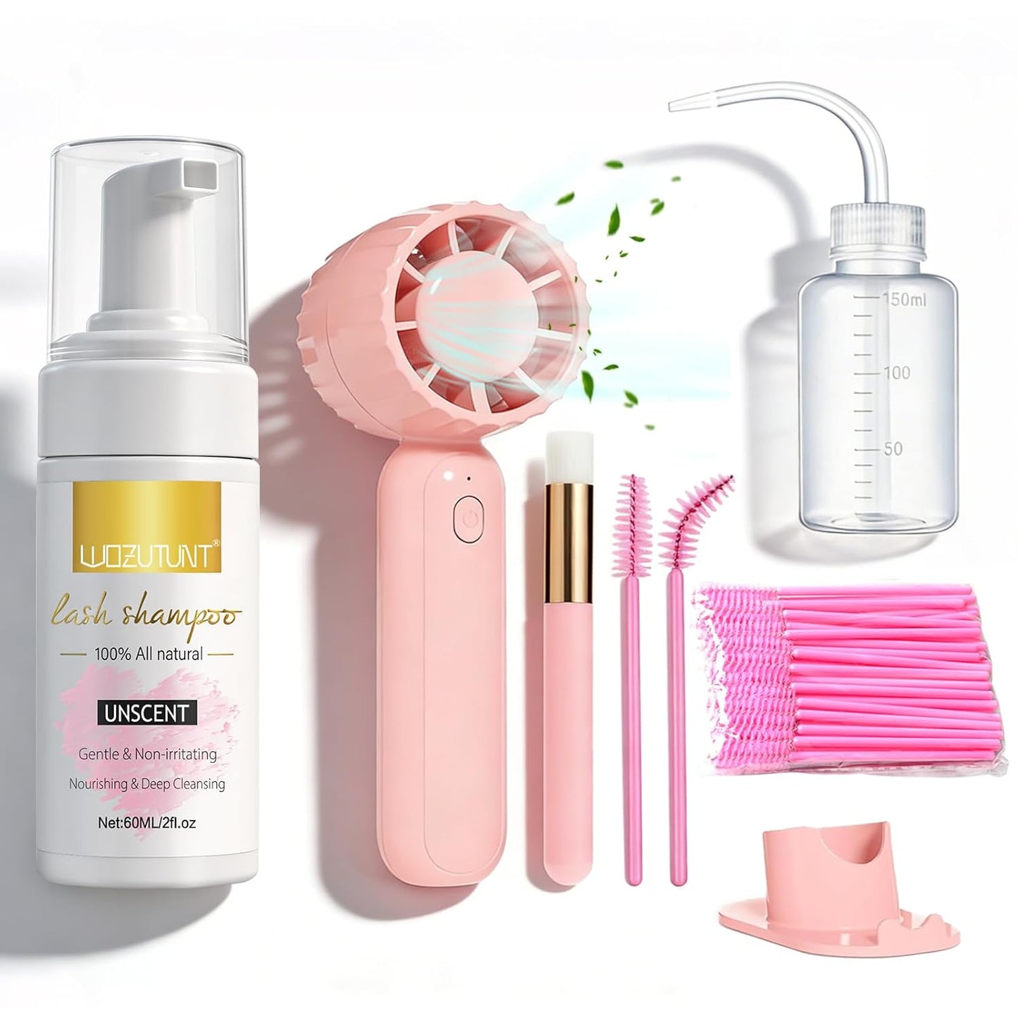 Skiennix Eyelash Extension Cleanser - Gentle Lash Mousse & Shampoo | USB Rechargeable Handheld Fan