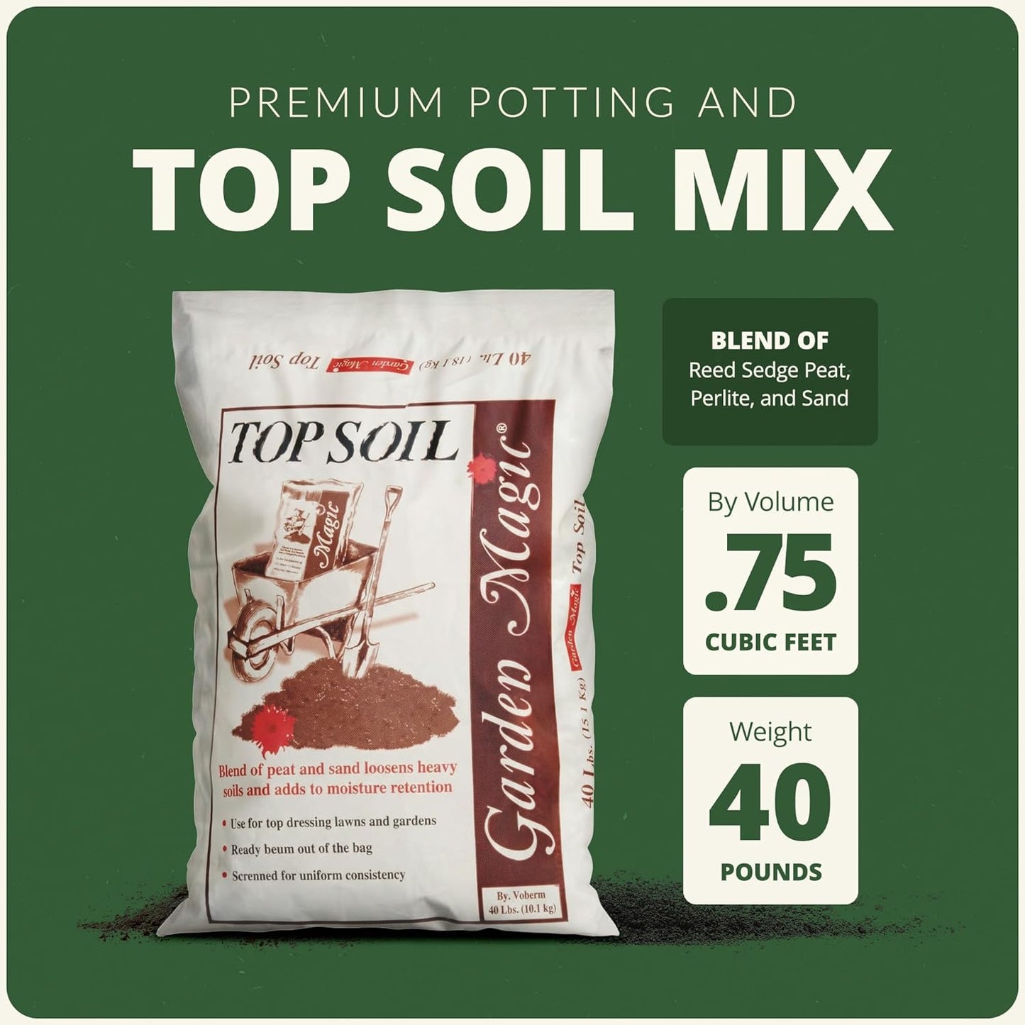 Michigan Peat Organic Planting Potting Soil Blend - 40 lb Bag for Indoor & Outdoor Gardening