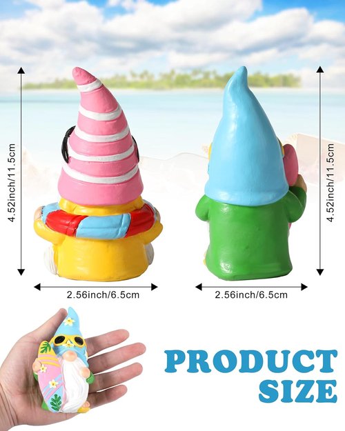 iStatue Pool Gnomes - 2PCS Funny Hand-Painted Resin Statues | Beach Decor with Surfboard & Sunglasses