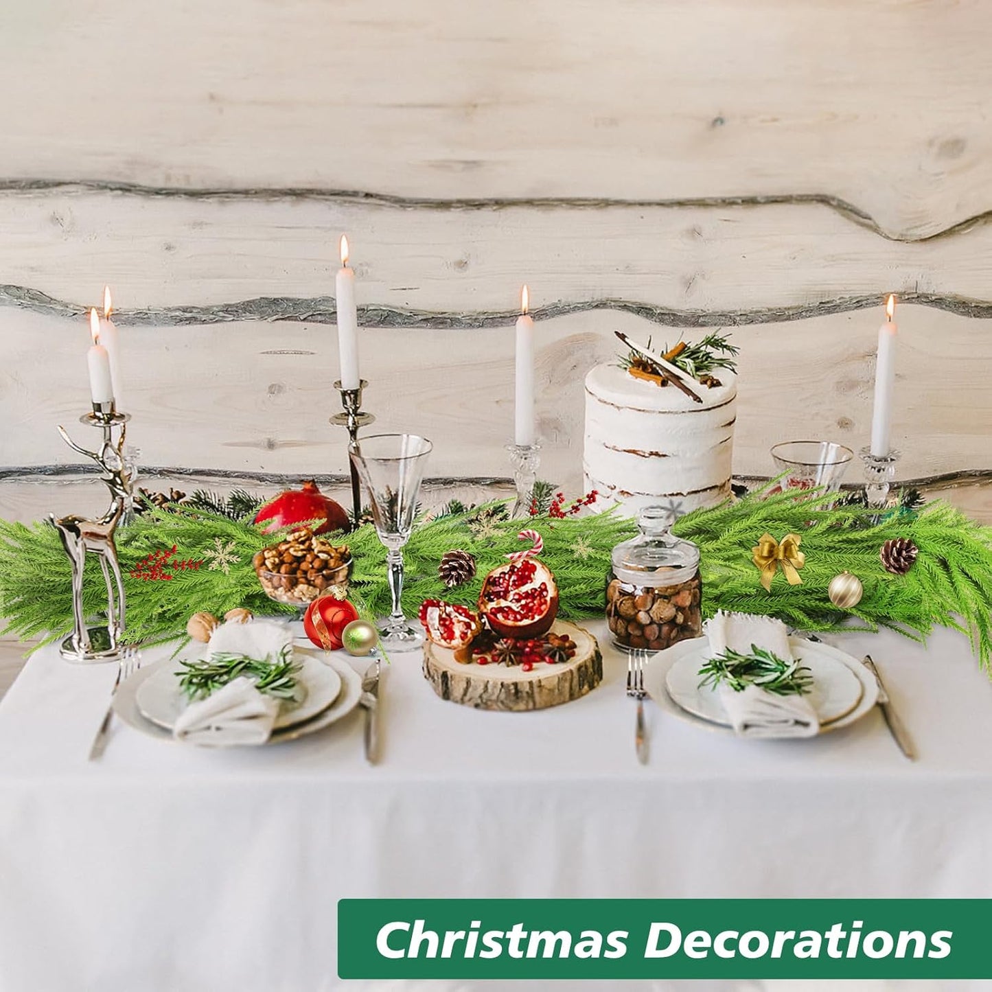 Norfolk Pine Garland - Realistic 9 Ft Faux Pine for Christmas Decor | Perfect for Mantle & Table