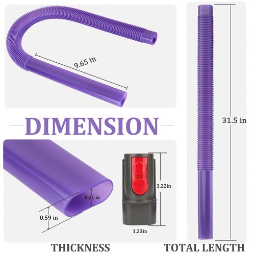 Fullclean Dryer Vent Lint Vacuum Attachments Hose for Dyson Gen5 V15 V15s V12 V11 V10 V9 V8 V7 Detect Absolute Cyclone Outsize Slim Nozzle Crevice Flexible Lint Removal Tool Dryer Vent Cleaner Kit
