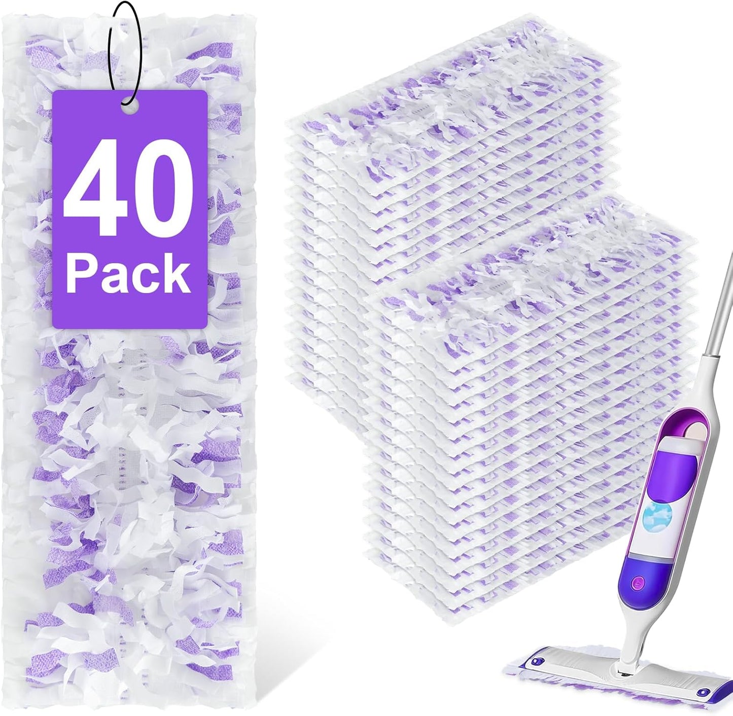Skiennix Power Mop Refills - 40 Pack Unscented Thickened Multi-Surface & Wood Cleaning Pads