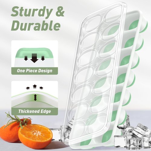 ChefAide Ice Cube Tray - Durable Stackable 28-Cube Trays with Removable Lids | Easy-Release for Cocktails & Coffee
