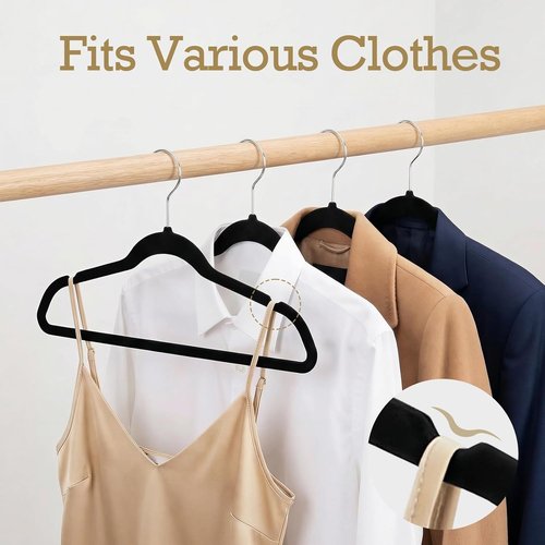 HOUSE DAY Black Velvet Hangers - Premium Non-Slip Felt Clothes Hangers, 360 Pack, Heavy Duty & Space Saving