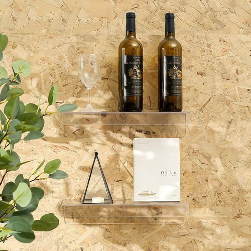 CY Craft Clear Acrylic Floating Shelves - 15 Inch Wall-Mounted Display Ledge | Set of 4 for Kitchen, Bathroom, Office