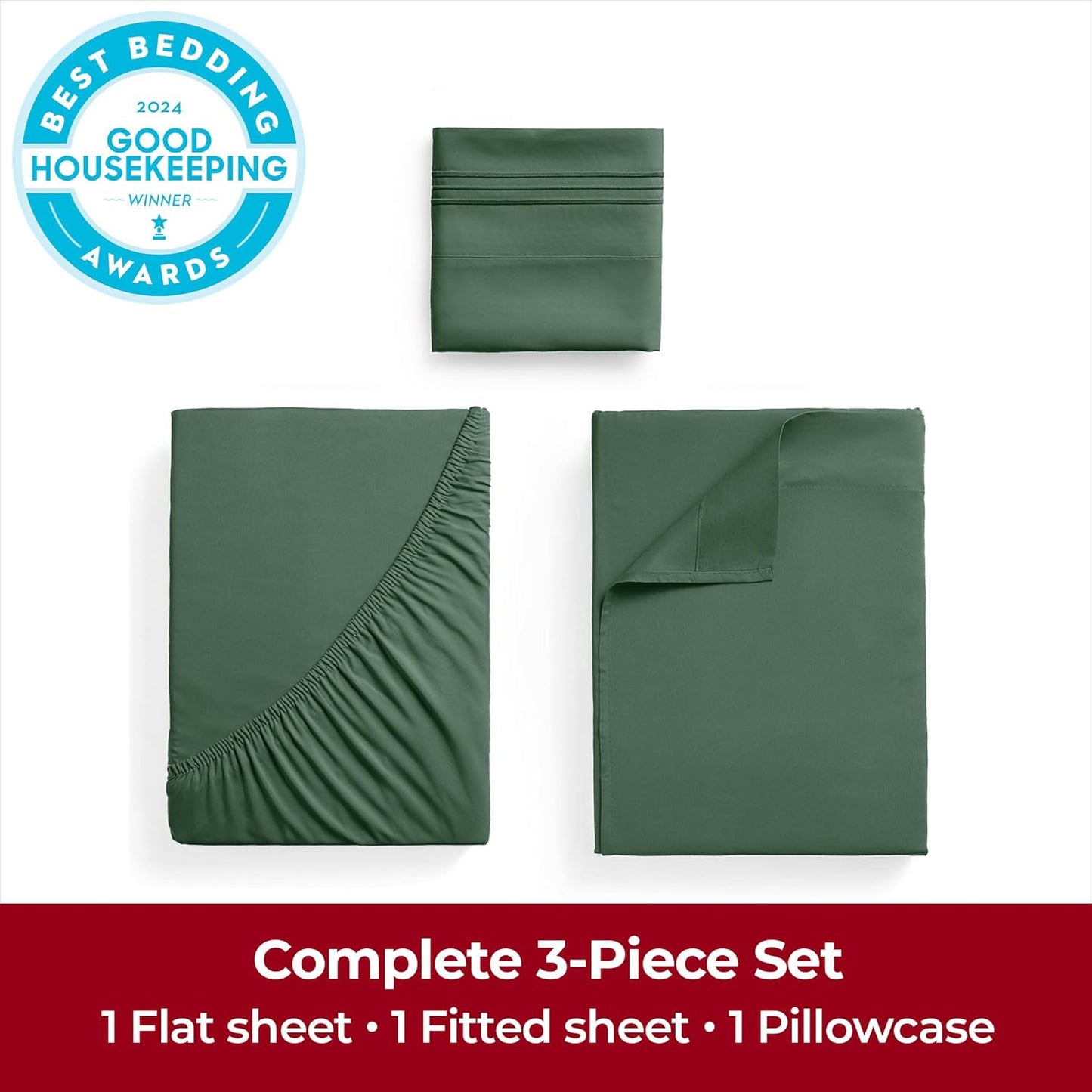 Mellanni Extra Deep Twin XL Sheets - Luxury Cooling Bed Sheets | Ultra Soft, Stain Resistant (Emerald Green)
