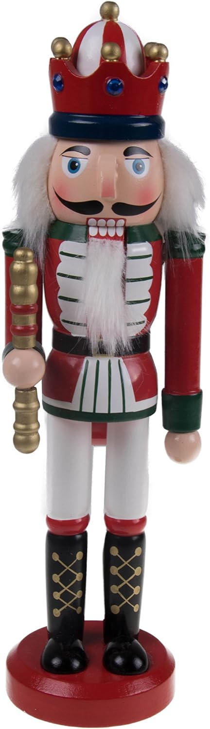 10-Inch White King Wooden Nutcracker - Festive Christmas Décor for Shelves