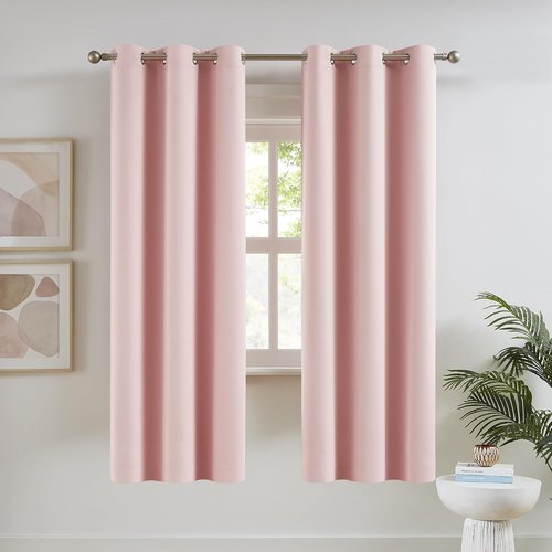 DUALIFE Baby Pink Blackout Curtains - Thermal Insulated Room Darkening Panels, 42 x 63 Inches, 2-Pack