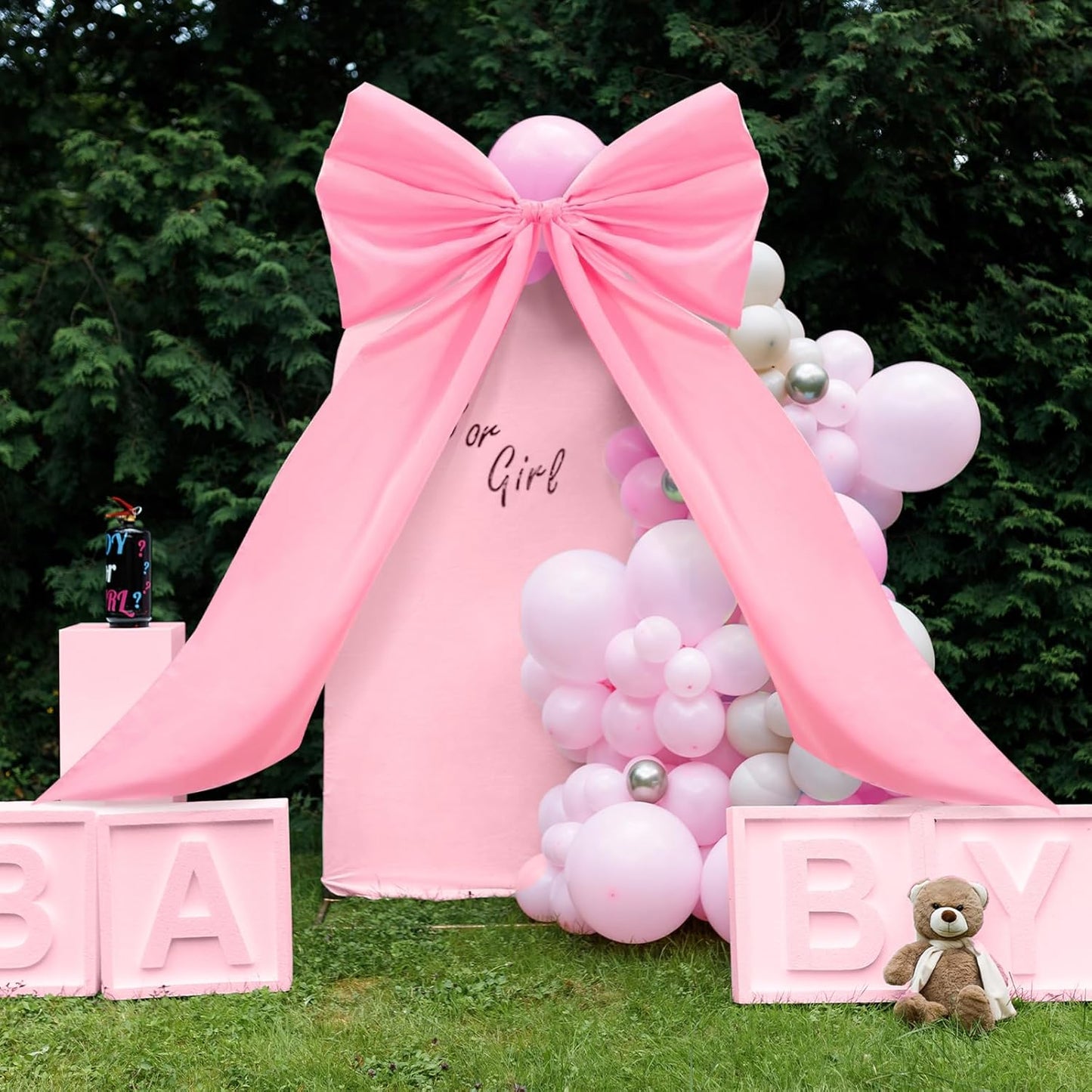 Wavwavw Giant Wall Bow Decorations - 39 x 72 Inch Pink Ribbon for Birthday, Baby Shower & Wedding Decor