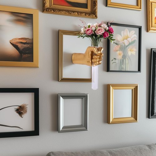 Gold Wall Sculptures - Unique Hand Vases Home Decor | Modern Eclectic Wall Art & Hanging Decor