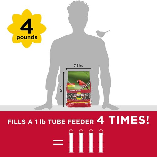 Audubon Park Cardinal Blend Wild Bird Food - Premium Cardinal Bird Seed for Feeders | 4-Pound Bag