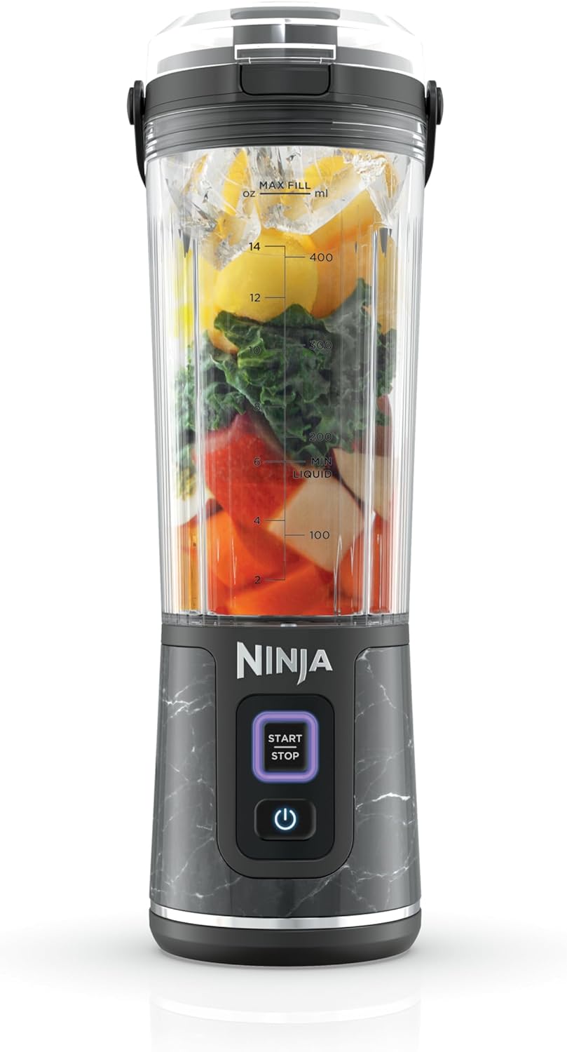 Ninja Blast Portable Blender - Cordless 18oz Personal Blender for Smoothies & Shakes | BPA-Free, USB-C Rechargeable, Marble Black