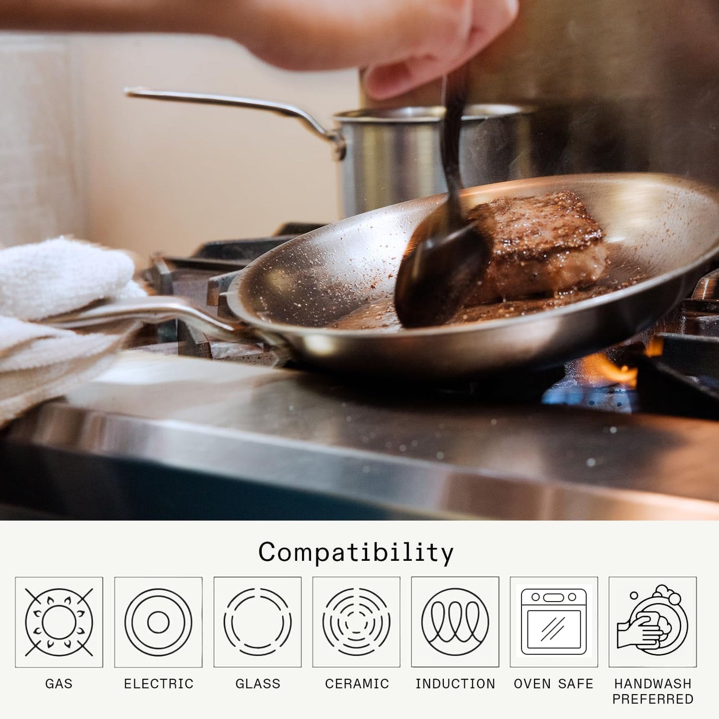 Made In Cookware - 12-Inch Stainless Steel Frying Pan | 5-Ply Clad | Professional Induction Cookware
