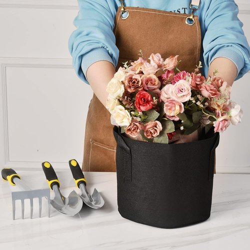 JNYONG 5 Gallon Non-Woven Grow Bags - 12-Pack Aeration Fabric Pots with Handles