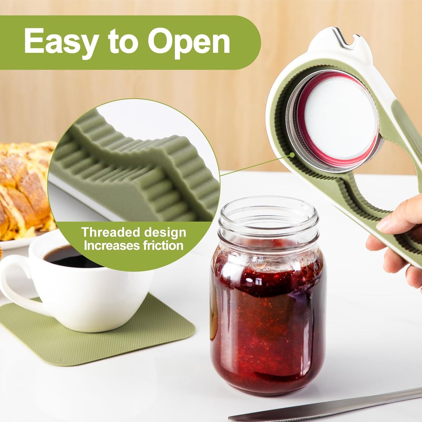 Skiennix 6-in-1 Jar Opener - Multi-Functional Tool for Seniors with Arthritis | Non-Slip Grip & Space-Saving Design