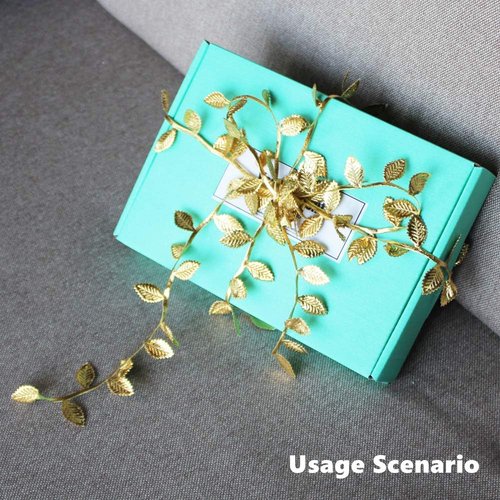 BASOKAN Gold Leaves Ribbon Trim - 20 Yards for DIY Crafts & Wedding Decorations | Elegant Gold