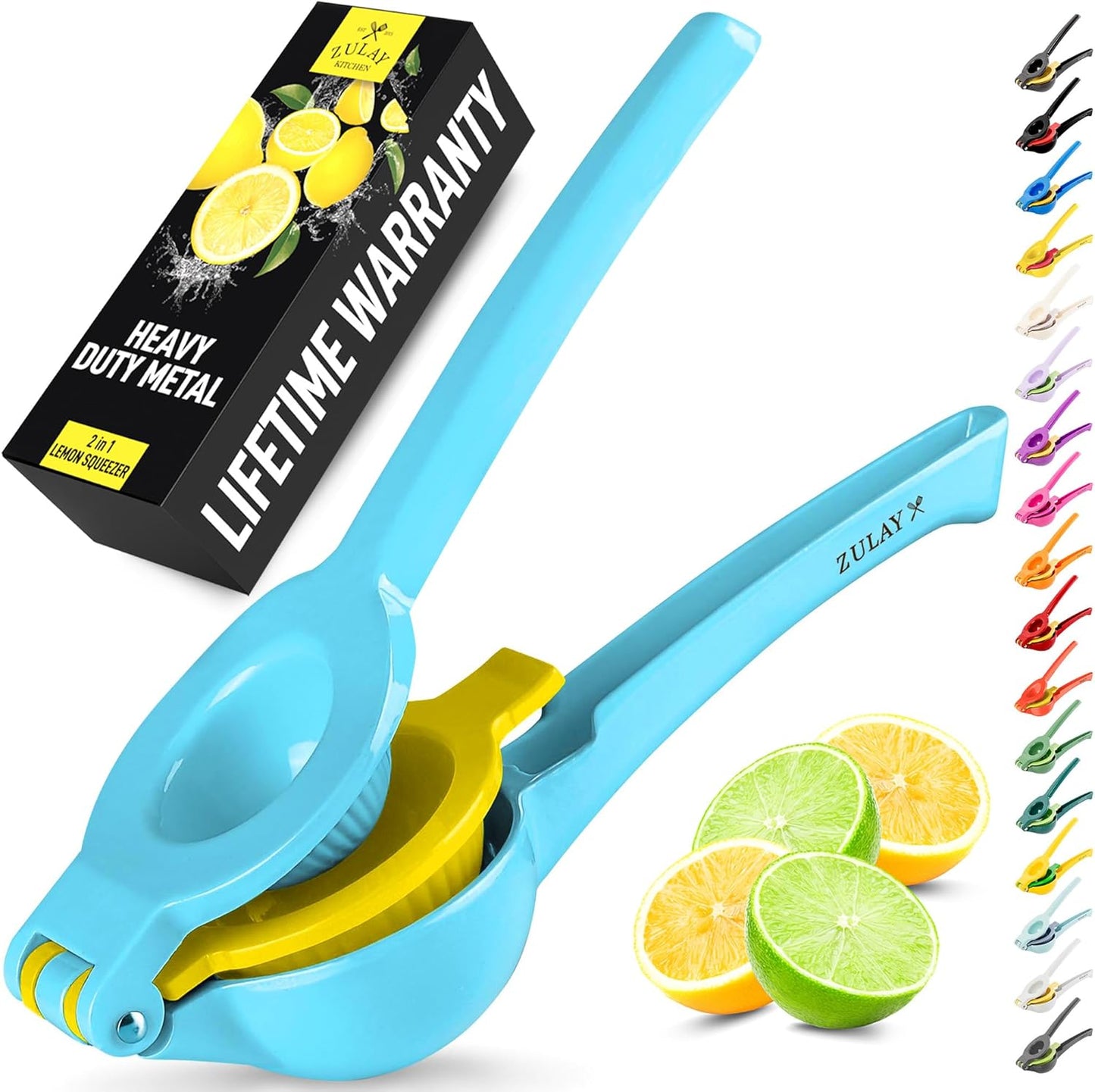Zulay Metal 2-In-1 Lemon Lime Squeezer - Maximize Juice Extraction with Manual Citrus Juicer