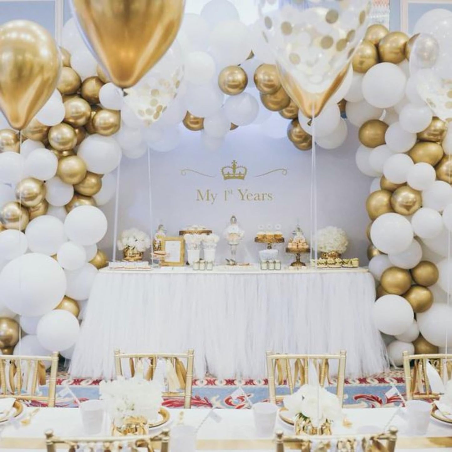 PartyWoo White and Gold Balloons - 140-Piece Set in Various Sizes for Stunning Birthday Decor