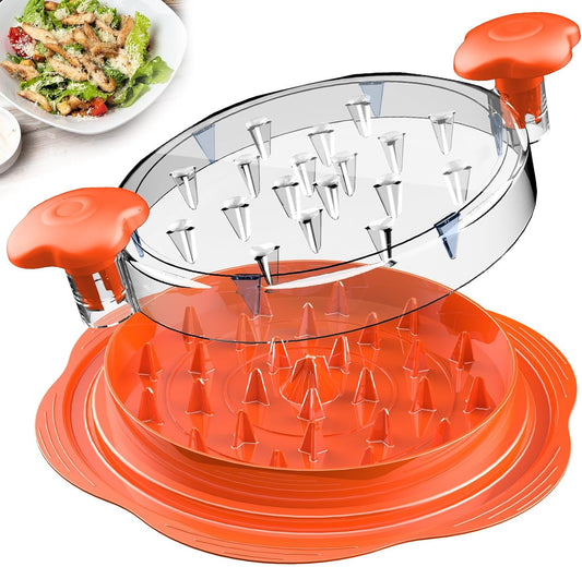 SURETIVIAN Chicken Shredder - Ergonomic Meat Shredder Tool with Brush & Fork | BPA-Free, Anti-Slip, Large Size (Orange)