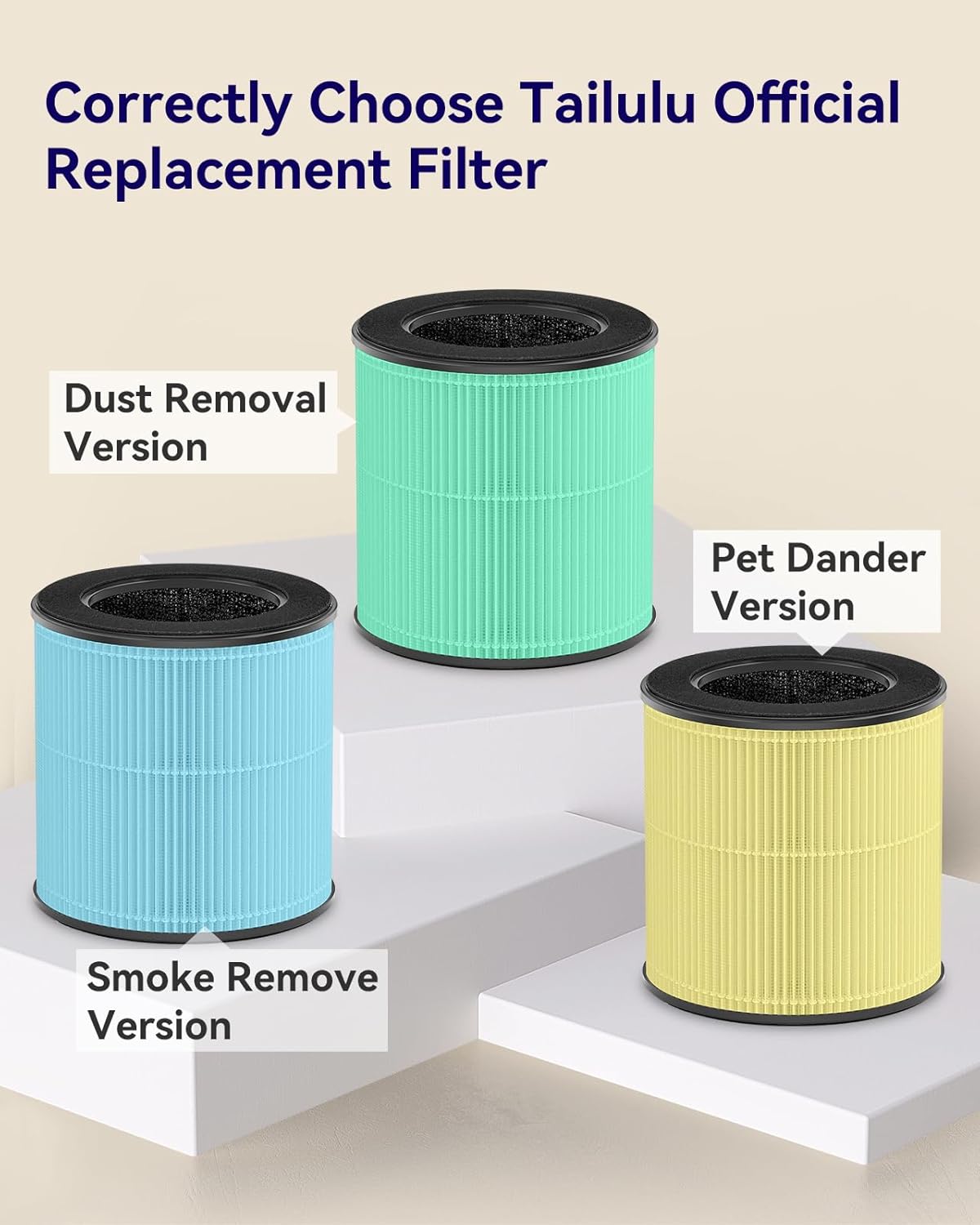 Tailulu H13 True HEPA Air Purifier - Portable 1200 Ft² Odor & Dust Cleaner with 12dB Sleep Mode & Timer