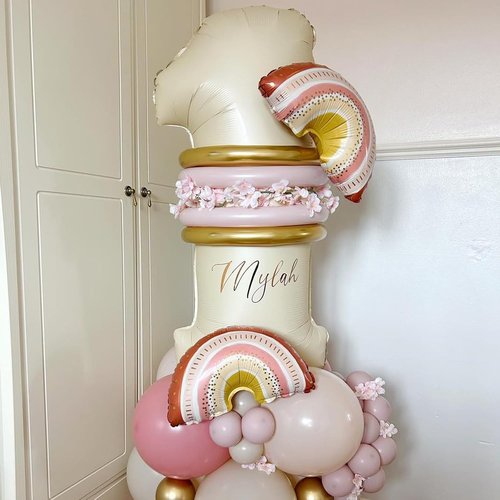 Beige 40-Inch Cream Number 1 Balloon - Giant Foil Balloon for 1st Birthday Decorations