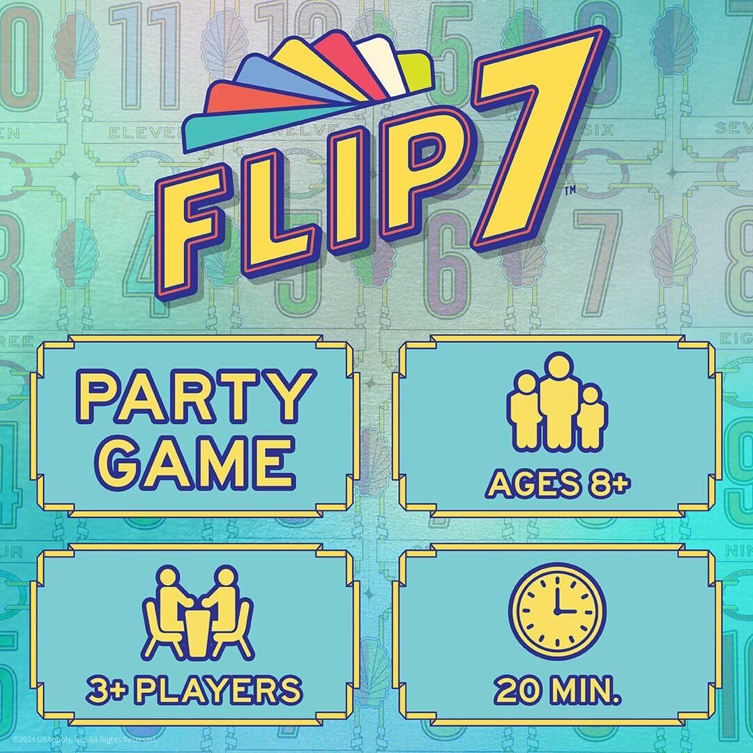 USAOPOLY Flip 7 Card Game - Fast-Paced Strategy & Luck Blend for 3+ Players | Ages 8+ | 20 Min Play Time