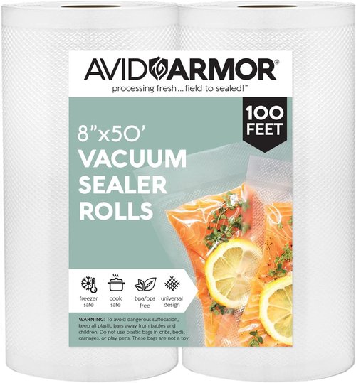 Avid Armor Vacuum Seal Rolls - Non-BPA Food Storage Bags | 8" x 50ft | Pack of 2 for Meal Prep