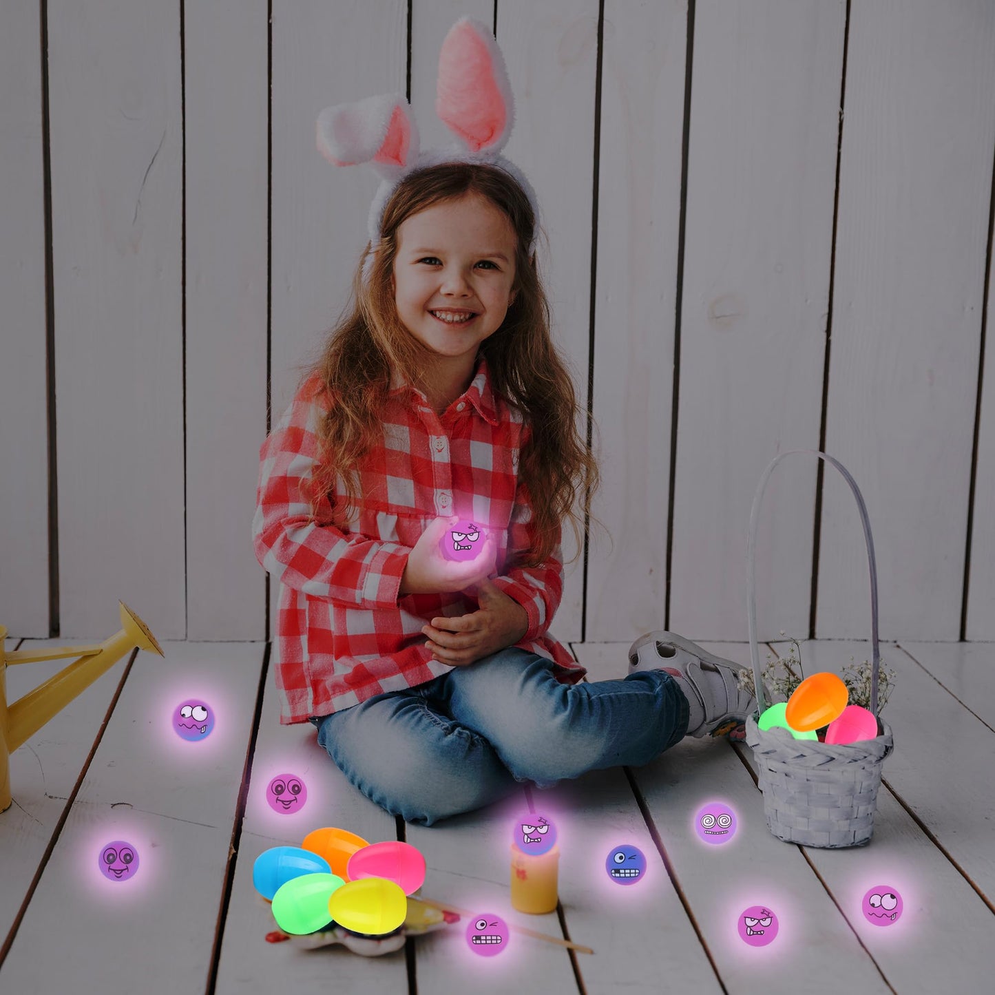 Seeiuua 18Pack Prefilled Easter Eggs with Toys， Easter Glow in The Dark Bouncy Balls Bulk Easter Basket Stuffers Gifts for Kids, Easter Eggs Filled with Toys for Kids Easter Egg Toys