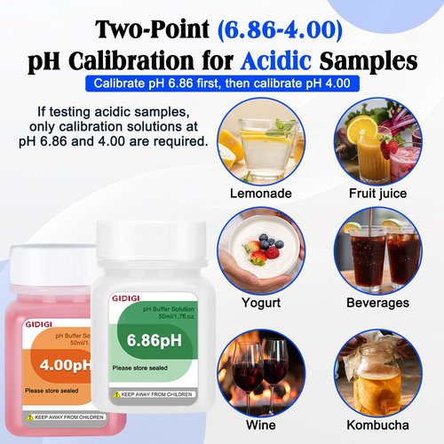 GIDIGI pH Buffer Calibration Solution 4.00/6.86/9.18 pH Calibration Kit with Cleaning Solution Small Portable Packaging Pre-Mixed Standard Liquid for pH Meters Hydroponic Tester Laboratory