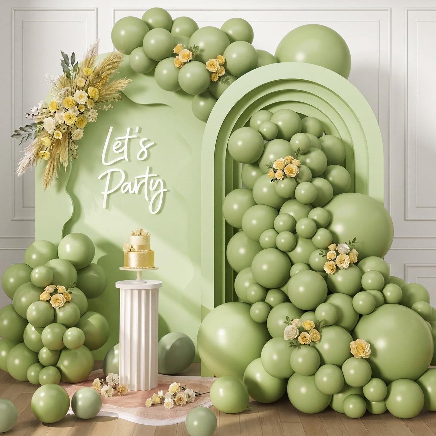 RUBFAC Sage Green Balloons 129pcs Different Sizes 18 12 10 5 Inch, Olive Green Latex Balloon Garland Arch Kit for Birthday Party Graduation Baby Shower Wedding Safari Jungle Balloon Decoration