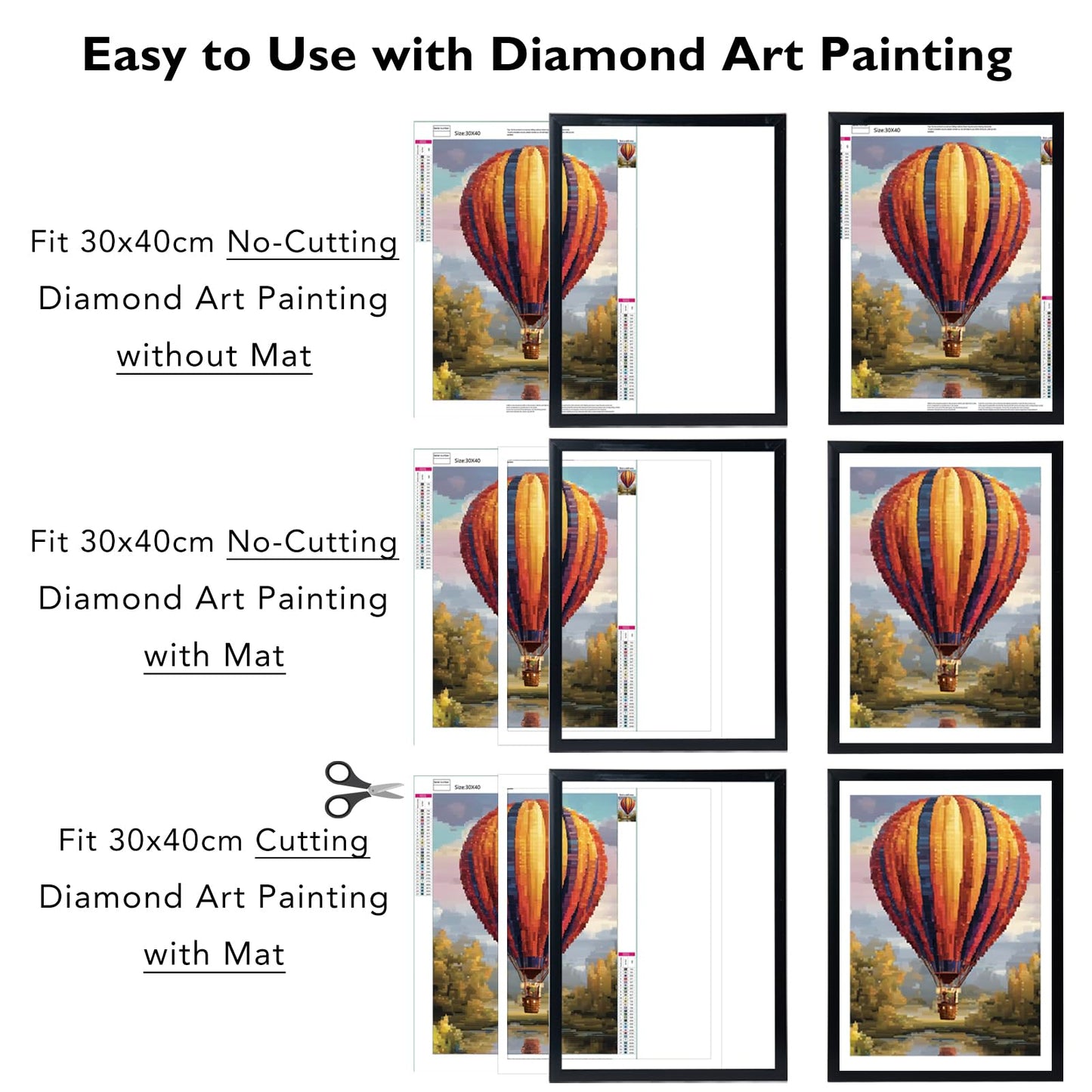 JCJMY 12x16 Picture Frame Set of 6 Black with 10x14 Mat for 30 x 40cm Diamond Art Painting, Display Photo 10x14 with Mat or 12 x 16 Without Mat, Wall Hanging Large Frame, 6 Pack, Black