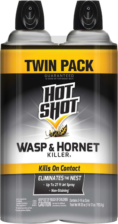 Hot Shot Wasp & Hornet Killer - Powerful 27-Foot Jet Spray - 14 Ounce Aerosol, 2 Pack