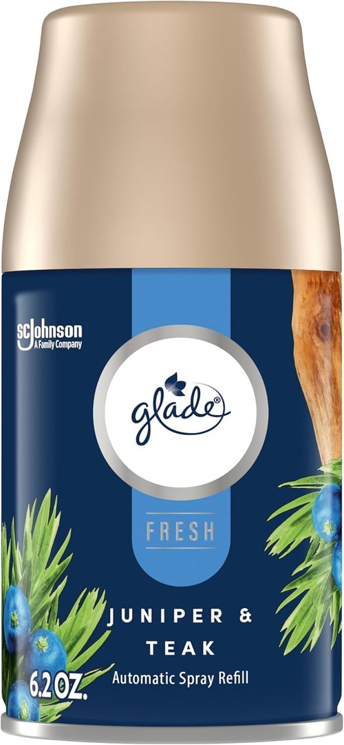 Glade Automatic Spray Refill - Juniper & Teak Air Freshener for Home & Bathroom | 6.2 Oz