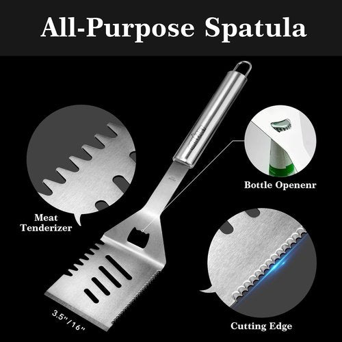 GRILLART BBQ Grill Tools Set - 3-Piece Stainless Steel Utensils with Insulated Glove | Perfect for Outdoor Grilling