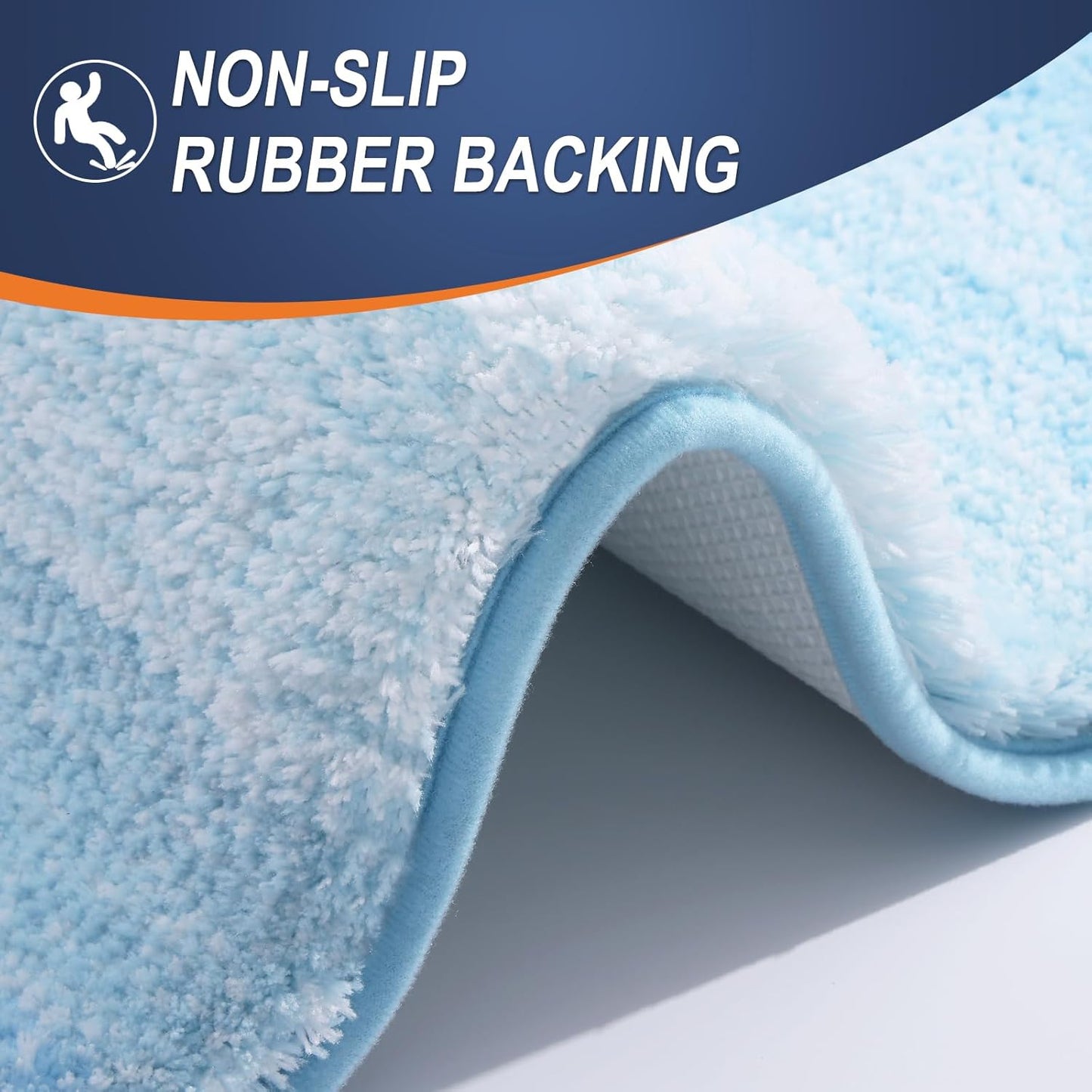 OLANLY Bathroom Runner Rug - Extra Soft Microfiber Mat | Quick Dry, Washable, 44x24, Sky Blue