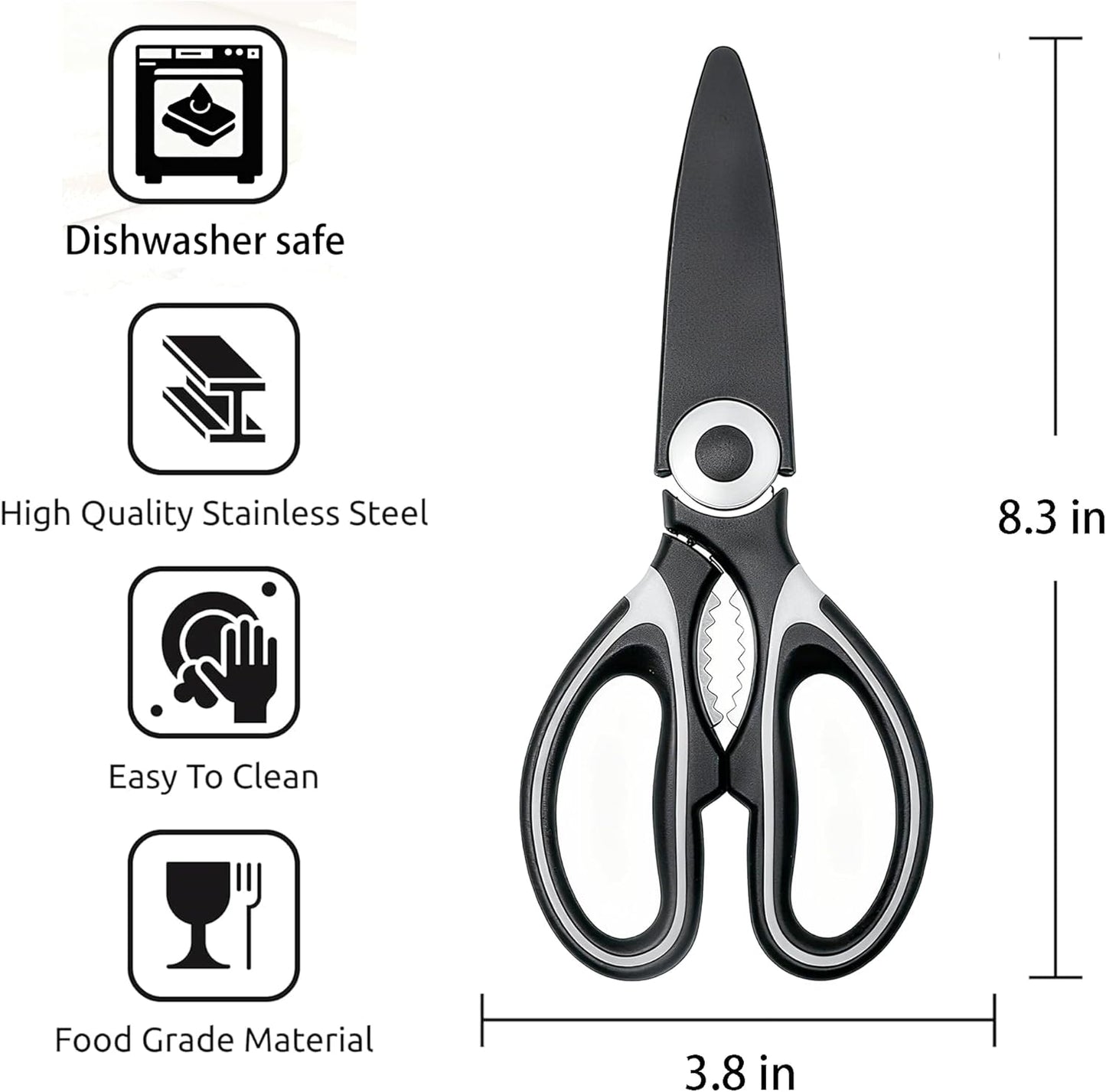 OMDAR Kitchen Scissors - Heavy Duty Stainless Steel Cooking Shears | 3-Pack for Meat, Food & Poultry