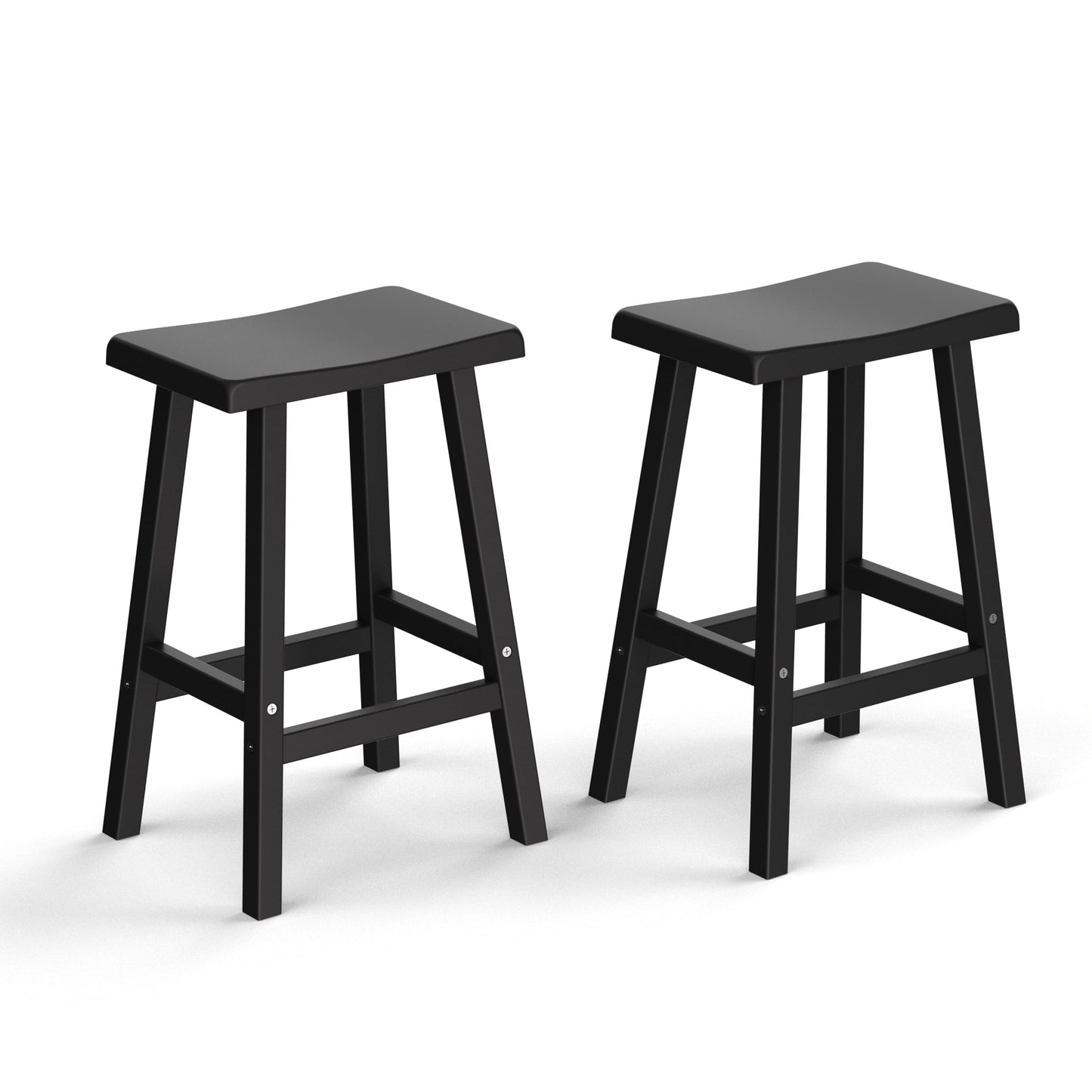 PatioZen Bar Stools Set of 2, Waterproof UV-Resistant,Durable Resin Kitchen Island Chairs for Indoor & Outdoor Use, Modern Design for Home,Bar,and Cafe (24'' Black-2)