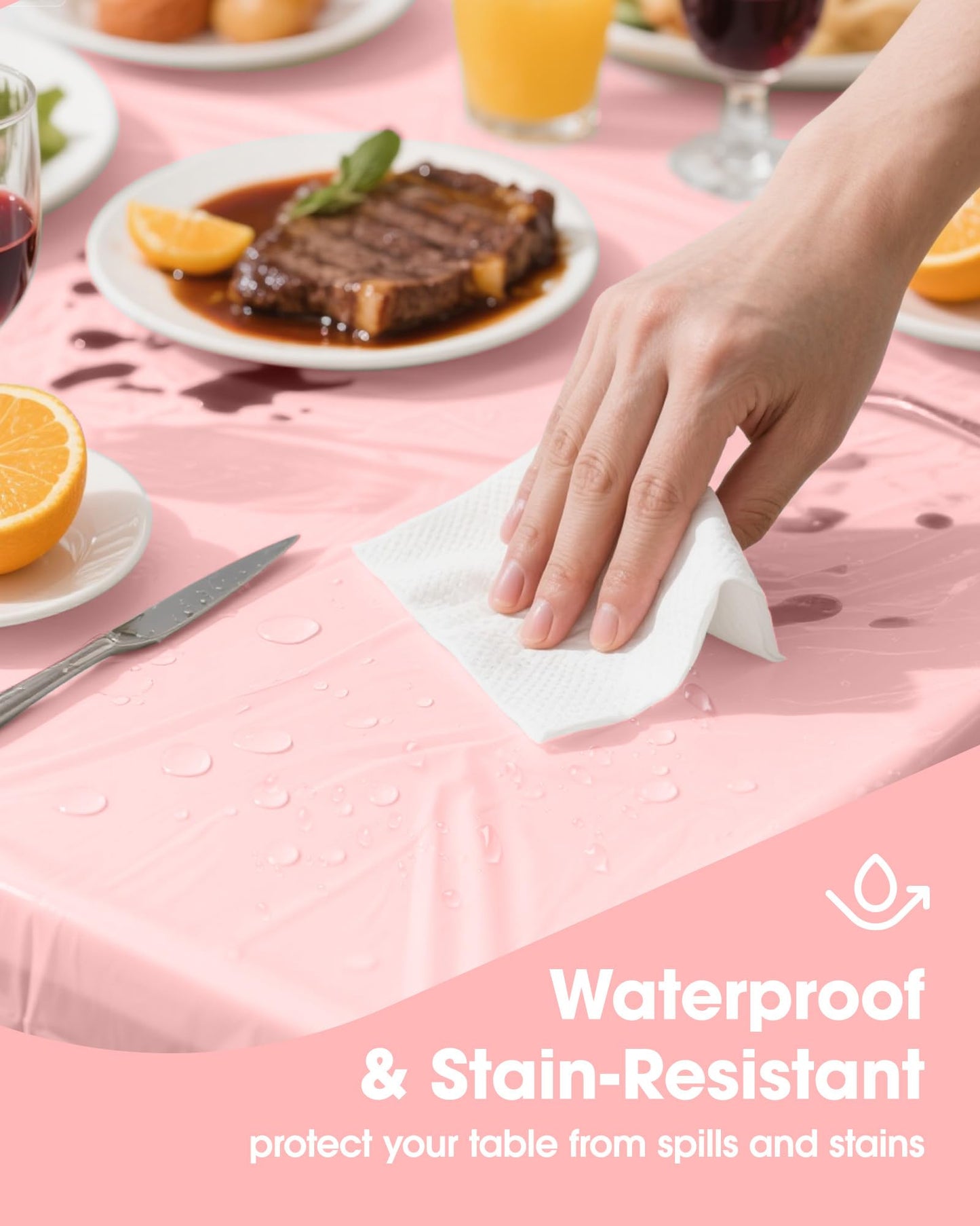 Niuara Pink Plastic Table Cloth - 4 Pack 54" × 108" Rectangle Disposable Tablecloths for 6FT Tables, Table Cover for Party, Valentines, Mother’s Day, Holiday & Gathering Use