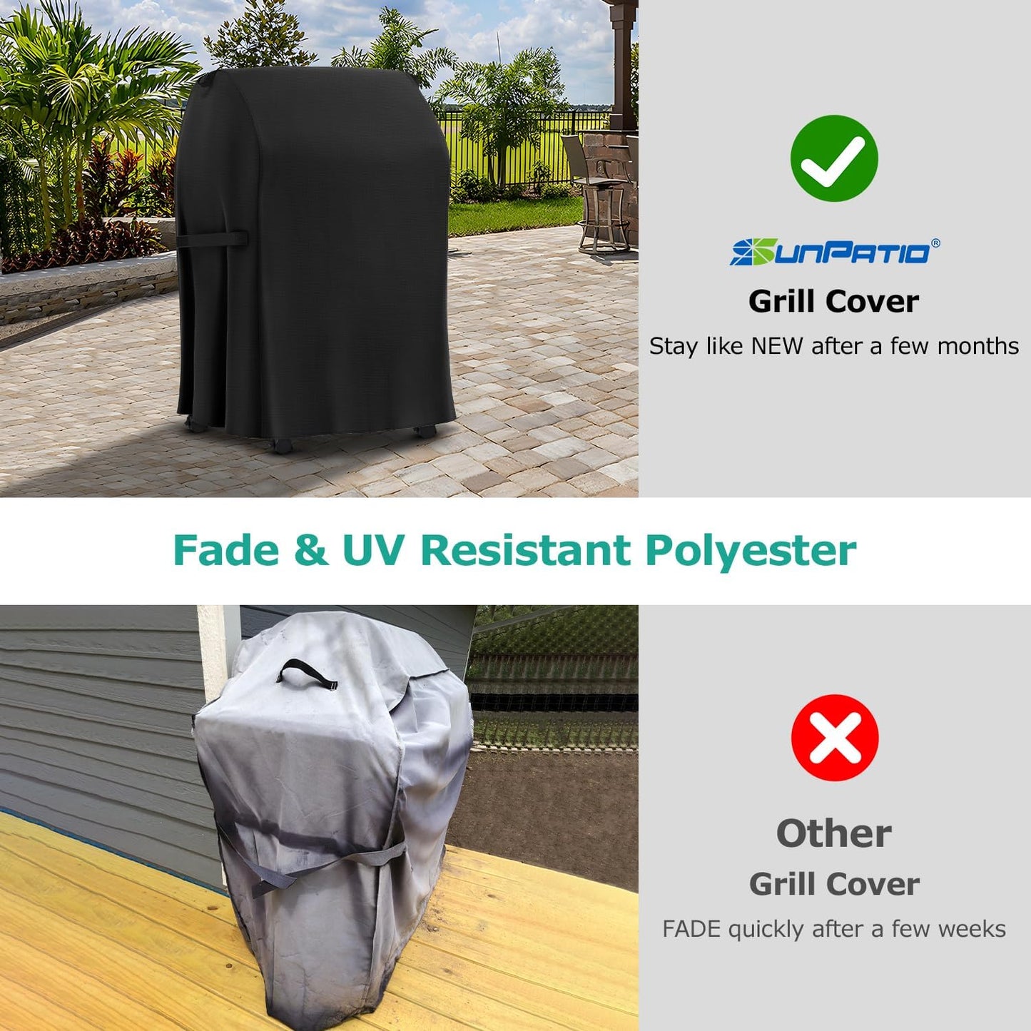 SunPatio 30 Inch Waterproof Grill Cover - Fits Weber Spirit 210, Charbroil & Kenmore | UV Resistant & Durable