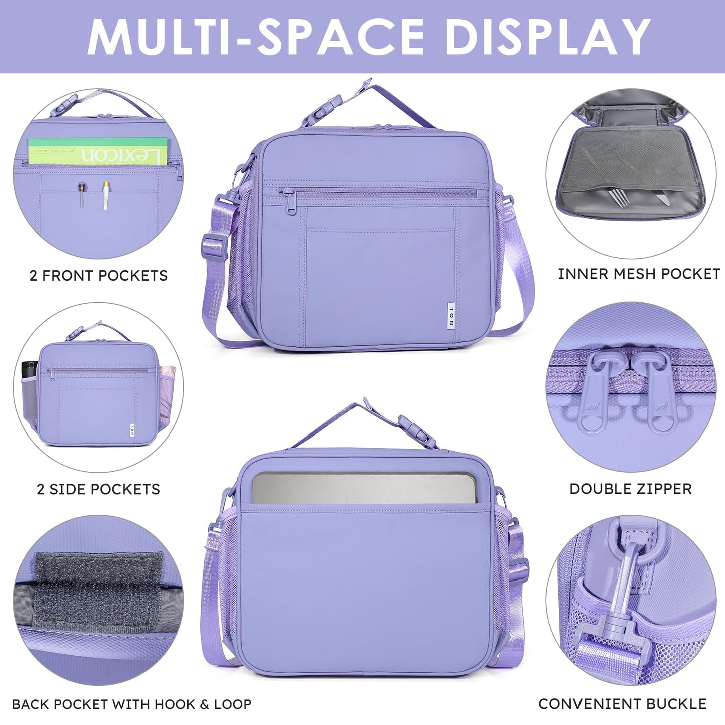 Lightweight Insulated Lunch Bag, Reusable Lunch Box 7L Cooler with Adjustable Shoulder Strap, Waterproof Zipper Lunch Bag for School & Work, Suitable for Men, Women and Kids