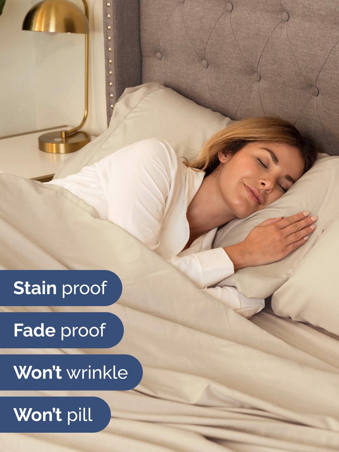 Skiennix Extra Deep Split King Sheet Set - 7 Piece Breathable Cooling Bedding - Soft, Wrinkle-Free Wheat Color