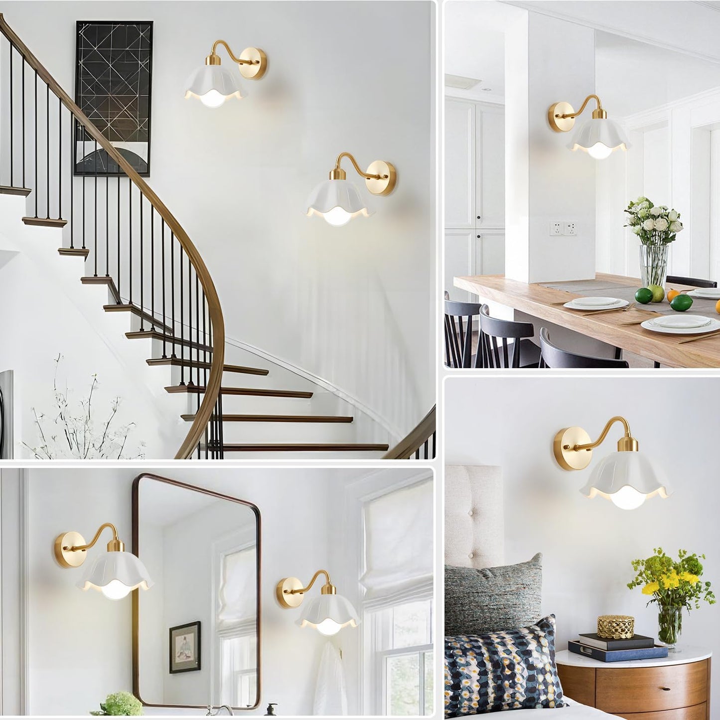 Gold Wall Sconce 1-Light Modern Wall Lighting Fixture Farmhouse Vanity Sconces Lights with Milk White Glass Shade Indoor Wall Sconce Lamp Wall Mount Light Fixture for Bedroom MWL02-1A