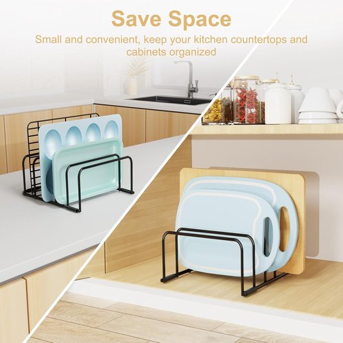 Fikoksol Cutting Board Organizer - Heavy Duty Metal Rack for Baking Sheets & Plates | 2-Pack Black