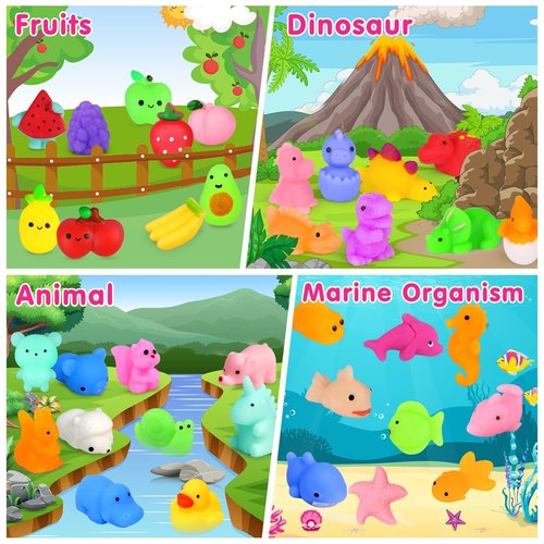 HINZER 130PCS Mochi Squishy Toys Party Favors Kids Kawaii Mini Squishies Animals Bulk Classroom Prizes Stress Relief Toy Christmas Stocking Stuffers Easter Egg Fillers Birthday Gifts Girls Boys Random