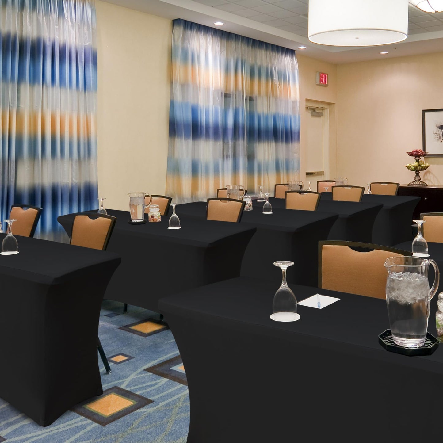 Enjoyidea Spandex Table Cover for 6 foot Rectangle Tables-6 Pack Fitted Stretch Black Tablecloth-Elastic 6ft Folding Tablecloths for Party, Vendor Booth Display, Banquet Buffet Event, Craft Trade Show